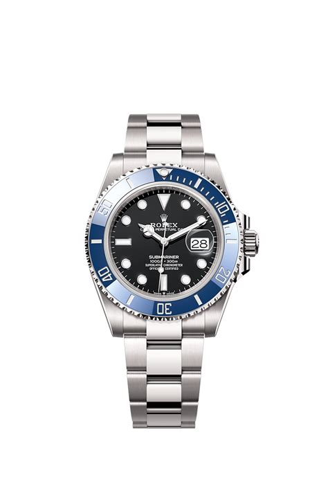 Jam tangan Rolex Submariner Date : emas putih 18 karat.